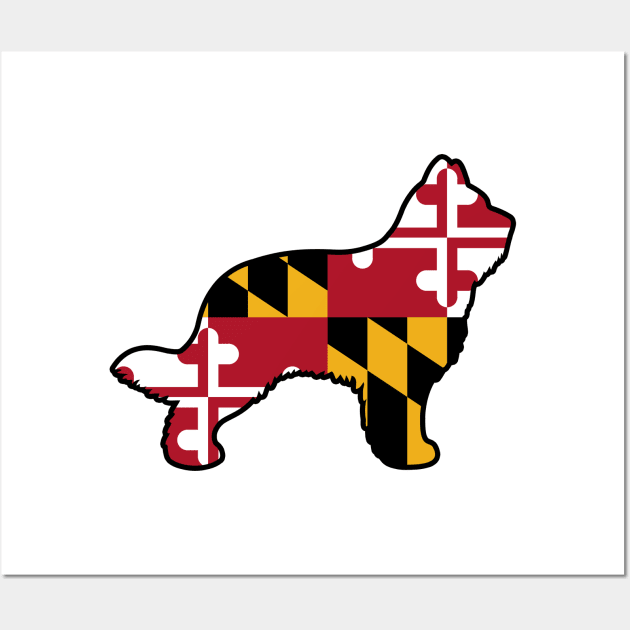 Briard Dog Silhouette with Maryland Flag Wall Art by Coffee Squirrel